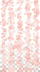 Love Hearts Confetti Falling Background. St. Valentine's Day pattern Romantic Scattered Hearts. Vector Illustration for Cards, Banners, Posters, Flyers for Wedding, Anniversary, Birthday Party, Sales.