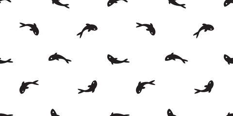 Fototapeta na wymiar fish Seamless pattern vector shark salmon tuna scarf isolated dolphin whale ocean sea cartoon repeat wallpaper tile background illustration doodle