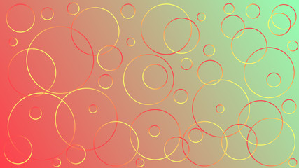 Bright yellow-green vector illustration, which consists of circles of different sizes on pink-green background.. Gradient design for your products: advertising, banners, posters, videos, etc. ..