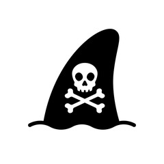 Shark fin vector icon logo pirate skull crossbones dolphin symbol illustration