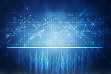 2d rendering Stock market online business concept. business Graph 