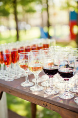 Several glasses of drinks