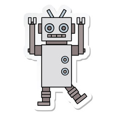 sticker of a cute cartoon dancing robot