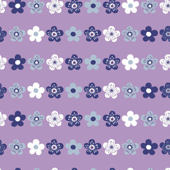 Seamless floral pattern with light purple background. Vector illustration
