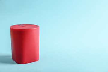 Smart home assistant device on color background