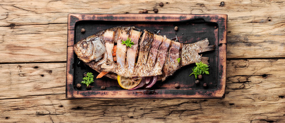 Tasty baked whole fish