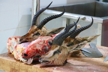 slaughtered animal heads