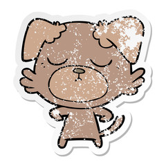 distressed sticker of a cute cartoon dog