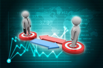 3d illustration Business Network 