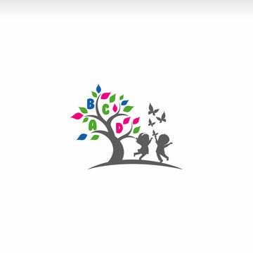 Children play,Playgroup, preschool, kindergarten logo vector