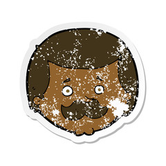 retro distressed sticker of a cartoon man with mustache