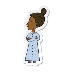 sticker of a cartoon strict victorian teacher