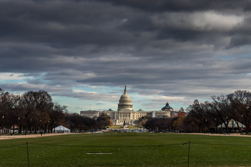 Storm Clouds Gathering Over US Capitol and The Mall, Washington DC, USA