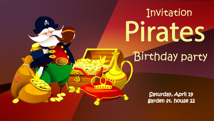 Invitation to a pirate party. Vector illustration