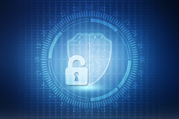 2d illustration Safety concept: Closed Padlock on digital background