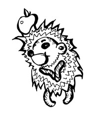 hedgehog character. hand-drawn vector illustration on white background