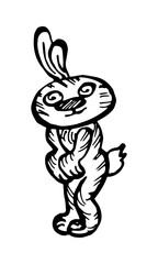 hare character. hand-drawn vector illustration on white background