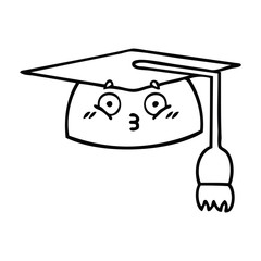 line drawing cartoon graduation hat