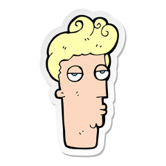 sticker of a cartoon bored mans face
