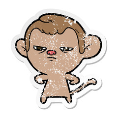 distressed sticker of a cartoon monkey