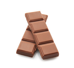 Tasty milk chocolate on white background