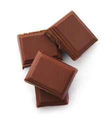 Tasty milk chocolate on white background