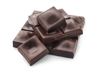 Tasty dark chocolate on white background