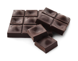Tasty dark chocolate on white background