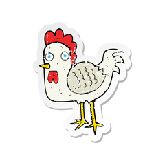 retro distressed sticker of a cartoon chicken