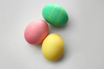 Fototapeta na wymiar Painted Easter eggs on white background