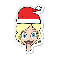 sticker of a cartoon woman ready for christmas