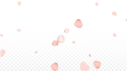 Love Hearts Confetti Falling Background. St. Valentine's Day pattern Romantic Scattered Hearts. Vector Illustration for Cards, Banners, Posters, Flyers for Wedding, Anniversary, Birthday Party, Sales.