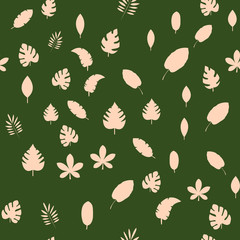 Leaves Seamless vector Pattern. Flat style floral Background