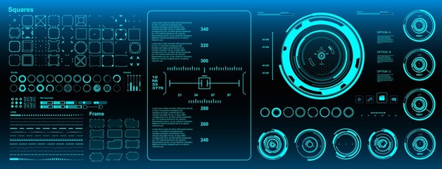 Sci-fi futuristic hud blue dashboard display virtual reality technology screen