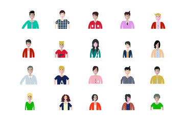 Business man and woman icons. Group of working people. Different nationalities characters. Flat style design Infographic elements 