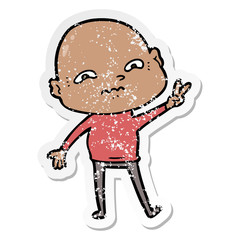 distressed sticker of a cartoon nervous man