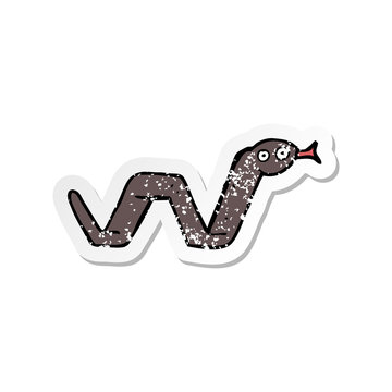 retro distressed sticker of a funny cartoon snake