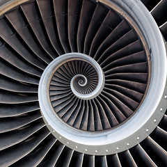 Air plane engine spiral abstract background. Engine fractal background. Industrial infinity spiral surreal abstract image.