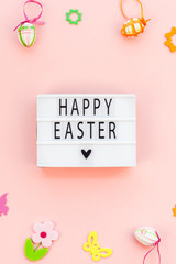 Creative Easter flat lay holiday text ligthbox