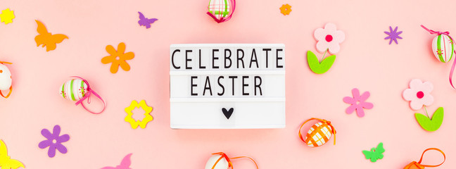 Creative Easter flat lay holiday text ligthbox