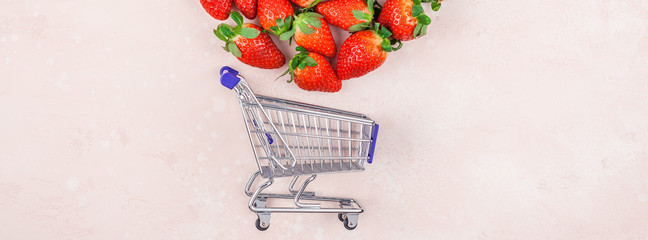 Shopping concept composition with strawberries
