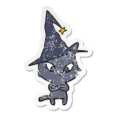distressed sticker of a halloween cartoon cat