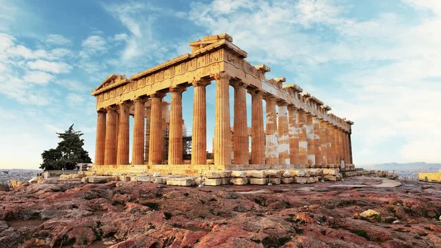 Parthenon on Acropolis, Athens, Greece - Time lapse