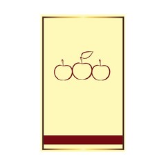 elegant yellow and dark red label with golden frame for bottle or other container for apple products