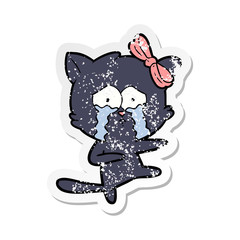 distressed sticker of a cartoon cat