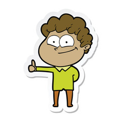 sticker of a cartoon happy man