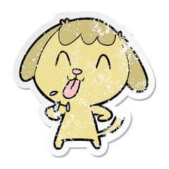 distressed sticker of a cute cartoon dog