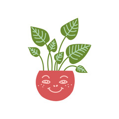 Dieffenbachia House Plant Growing in Cute Pot, Design Element for Natural Home Interior Decoration Vector Illustration