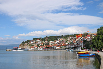 Fototapeta na wymiar Ohrid town and Lake Ohrid in summer North Macedonia