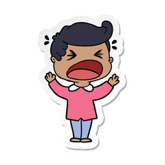 sticker of a cartoon shouting man